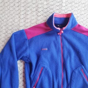 Vintage Columbia Color Block Radial Sleeve Full Zip Crop Fleece Jacket Coat
